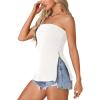 imageLYANER Womens Sexy Strapless Tank Side Split Backless Bandeau Tube Top CamiWhite