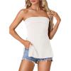 imageLYANER Womens Sexy Strapless Tank Side Split Backless Bandeau Tube Top CamiWhite