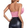 imageLYANER Womens Sexy Sweetheart Neck Bow Sleeveless Crop Tube Tops Strapless Bustier Cami Corset TopDusty Pink