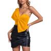 imageLYANER Womens Sexy Sweetheart Neck Bow Sleeveless Crop Tube Tops Strapless Bustier Cami Corset TopYellow