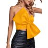 imageLYANER Womens Sexy Sweetheart Neck Bow Sleeveless Crop Tube Tops Strapless Bustier Cami Corset TopYellow