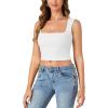 imageLYANER Womens Summer Crop Tops Square Neck Sleeveless Tank Top Sexy Cami ShirtsAwhite