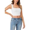 imageLYANER Womens Summer Crop Tops Square Neck Sleeveless Tank Top Sexy Cami ShirtsAwhite