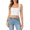 imageLYANER Womens Summer Crop Tops Square Neck Sleeveless Tank Top Sexy Cami ShirtsAwhite
