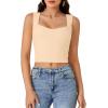 imageLYANER Womens Summer Crop Tops Square Neck Sleeveless Tank Top Sexy Cami ShirtsBeige