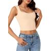 imageLYANER Womens Summer Crop Tops Square Neck Sleeveless Tank Top Sexy Cami ShirtsBeige