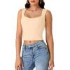 imageLYANER Womens Summer Crop Tops Square Neck Sleeveless Tank Top Sexy Cami ShirtsBeige
