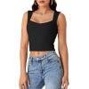 imageLYANER Womens Summer Crop Tops Square Neck Sleeveless Tank Top Sexy Cami ShirtsBlack
