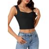 imageLYANER Womens Summer Crop Tops Square Neck Sleeveless Tank Top Sexy Cami ShirtsBlack