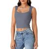 imageLYANER Womens Summer Crop Tops Square Neck Sleeveless Tank Top Sexy Cami ShirtsDark Gray