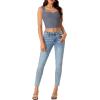 imageLYANER Womens Summer Crop Tops Square Neck Sleeveless Tank Top Sexy Cami ShirtsDark Gray