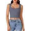 imageLYANER Womens Summer Crop Tops Square Neck Sleeveless Tank Top Sexy Cami ShirtsDark Gray
