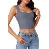 imageLYANER Womens Summer Crop Tops Square Neck Sleeveless Tank Top Sexy Cami ShirtsDark Gray