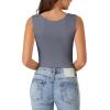 imageLYANER Womens Summer Crop Tops Square Neck Sleeveless Tank Top Sexy Cami ShirtsDark Gray