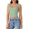imageLYANER Womens Summer Crop Tops Square Neck Sleeveless Tank Top Sexy Cami ShirtsLight Green