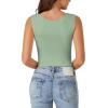 imageLYANER Womens Summer Crop Tops Square Neck Sleeveless Tank Top Sexy Cami ShirtsLight Green