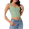 imageLYANER Womens Summer Crop Tops Square Neck Sleeveless Tank Top Sexy Cami ShirtsLight Green