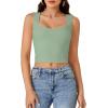 imageLYANER Womens Summer Crop Tops Square Neck Sleeveless Tank Top Sexy Cami ShirtsLight Green