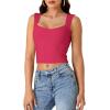 imageLYANER Womens Summer Crop Tops Square Neck Sleeveless Tank Top Sexy Cami ShirtsRose
