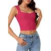 imageLYANER Womens Summer Crop Tops Square Neck Sleeveless Tank Top Sexy Cami ShirtsRose