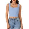 imageLYANER Womens Summer Crop Tops Square Neck Sleeveless Tank Top Sexy Cami ShirtsSky Blue