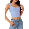 imageLYANER Womens Summer Crop Tops Square Neck Sleeveless Tank Top Sexy Cami ShirtsSky Blue