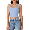 imageLYANER Womens Summer Crop Tops Square Neck Sleeveless Tank Top Sexy Cami ShirtsSky Blue
