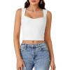 imageLYANER Womens Summer Crop Tops Square Neck Sleeveless Tank Top Sexy Cami ShirtsWhite