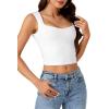 imageLYANER Womens Summer Crop Tops Square Neck Sleeveless Tank Top Sexy Cami ShirtsWhite