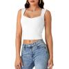 imageLYANER Womens Summer Crop Tops Square Neck Sleeveless Tank Top Sexy Cami ShirtsWhite