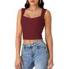 imageLYANER Womens Summer Crop Tops Square Neck Sleeveless Tank Top Sexy Cami ShirtsWine Red