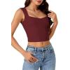 imageLYANER Womens Summer Crop Tops Square Neck Sleeveless Tank Top Sexy Cami ShirtsWine Red