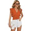 imageLYANER Womens Wrap V Neck Ruffle Cap Sleeve Crop Top Shirred Hem Sleeveless Blouse Tank TopCaramel