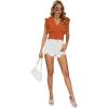 imageLYANER Womens Wrap V Neck Ruffle Cap Sleeve Crop Top Shirred Hem Sleeveless Blouse Tank TopCaramel