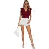 imageLYANER Womens Wrap V Neck Ruffle Cap Sleeve Crop Top Shirred Hem Sleeveless Blouse Tank TopDark Red