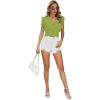 imageLYANER Womens Wrap V Neck Ruffle Cap Sleeve Crop Top Shirred Hem Sleeveless Blouse Tank TopPea Green