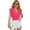 imageLYANER Womens Wrap V Neck Ruffle Cap Sleeve Crop Top Shirred Hem Sleeveless Blouse Tank TopRose