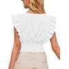 imageLYANER Womens Wrap V Neck Ruffle Cap Sleeve Crop Top Shirred Hem Sleeveless Blouse Tank TopWhite