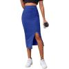 imageLYANER Womens High Waist Stretchy Rib Knit Split Slit Hem Midi Pencil SkirtRoyal Blue2