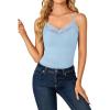 imageLYANER Womens Lace V Neck Camisole Adjustable Strap Cami Sleeveless Tank Undershirt TopLight Blue