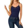 imageLYANER Womens Lace V Neck Camisole Adjustable Strap Cami Sleeveless Tank Undershirt TopNavy Blue
