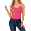 imageLYANER Womens Lace V Neck Camisole Adjustable Strap Cami Sleeveless Tank Undershirt TopRose