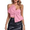 imageLYANER Womens Sexy Sweetheart Neck Bow Sleeveless Crop Tube Tops Strapless Bustier Cami Corset TopDusty Pink