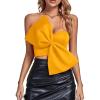 imageLYANER Womens Sexy Sweetheart Neck Bow Sleeveless Crop Tube Tops Strapless Bustier Cami Corset TopYellow