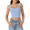 imageLYANER Womens Summer Crop Tops Square Neck Sleeveless Tank Top Sexy Cami ShirtsSky Blue