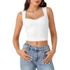 imageLYANER Womens Summer Crop Tops Square Neck Sleeveless Tank Top Sexy Cami ShirtsWhite
