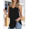 imageLYANER Womens Basic Sleeveless V Neck High Low Hem Loose Tunic Cami Tank TopsBlack