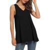 imageLYANER Womens Basic Sleeveless V Neck High Low Hem Loose Tunic Cami Tank TopsBlack