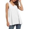 imageLYANER Womens Basic Sleeveless V Neck High Low Hem Loose Tunic Cami Tank TopsWhite