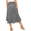 imageLYANER Womens Boho Floral Print Wrap Front Self Tie Knot Ruffle Hem Split Midi SkirtBlack